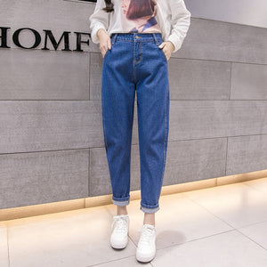 2019 Summer Pants Female Boyfriend Jeans For Women Casual Pencil High Waist Jeans Loose Mom Jeans Black Pants Plus Size Pants