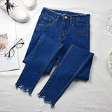 2019 Women Jeans High Elastic Stretch Jeans Female Washed Denim Skinny Female Ankle Pencil Pants Stretch Streetwear Trousers