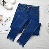 2019 Women Jeans High Elastic Stretch Jeans Female Washed Denim Skinny Female Ankle Pencil Pants Stretch Streetwear Trousers