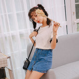Denim Skirt High Waist A-line Mini Skirts Women 2019 Summer New Arrivals Single Button Pockets Blue Jean Skirt Style Saia Jeans