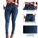 Laamei 2019 Summer High Waist Jeans Women Streetwear Bandage Denim Plus Size Jeans Femme Pencil Pants Skinny Jeans Woman