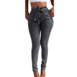 Laamei 2019 Summer High Waist Jeans Women Streetwear Bandage Denim Plus Size Jeans Femme Pencil Pants Skinny Jeans Woman