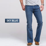 Mens Boot Cut Jeans Slightly Flared Slim Fit Famous Brand Blue Black jeans Designer Classic Male Stretch Denim jeans