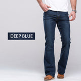 Mens Boot Cut Jeans Slightly Flared Slim Fit Famous Brand Blue Black jeans Designer Classic Male Stretch Denim jeans