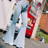 Sexy Stretching High Waist Flare Women Jeans Fashion Bell Bottom Blue Skinny Denim Autumn Jeans Retro Women Pants Trousers 2017