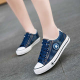 Vulcanized Shoes Women Canvas Sneakers Flat Denim Casual Shoes Women Trainers Stars Ladies Sneakers Rubber Sole Tenis Feminino